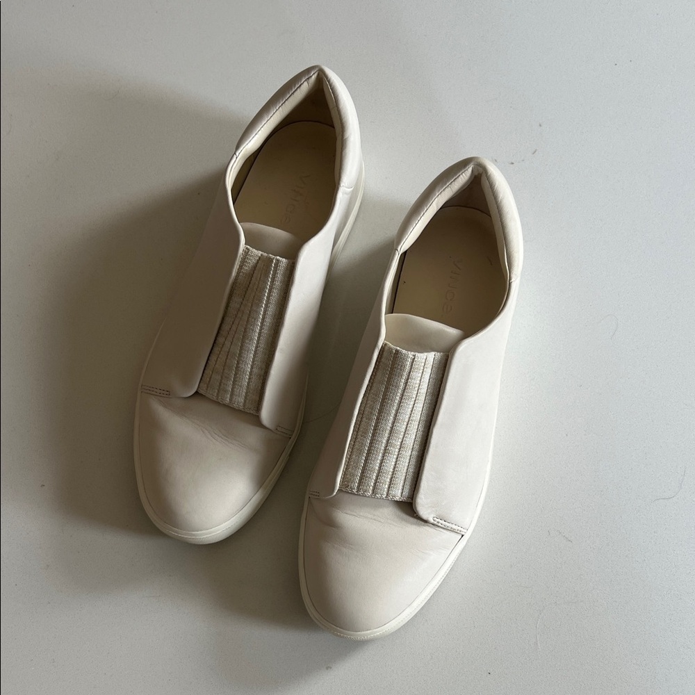 Vince Off-White Slip-On Leather Sneakers